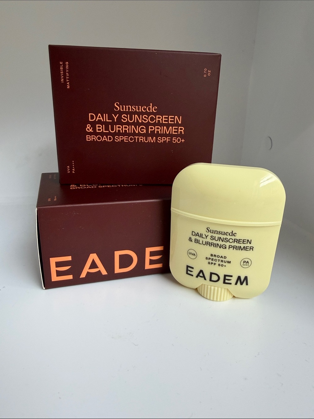 NIB/ NWT Eadem Sunsuede SPF 50+ Sunscreen & Blurring Primer Stick — 2 Pack